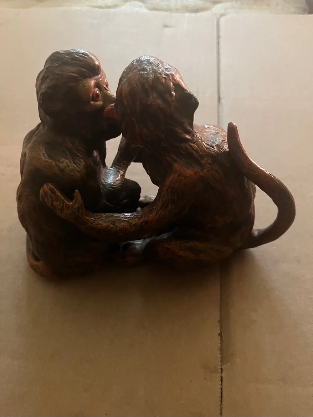 Bronze-Tone Monkey  Figurine Lead cast Brown Finish  6 1/2  X 5  1/2
